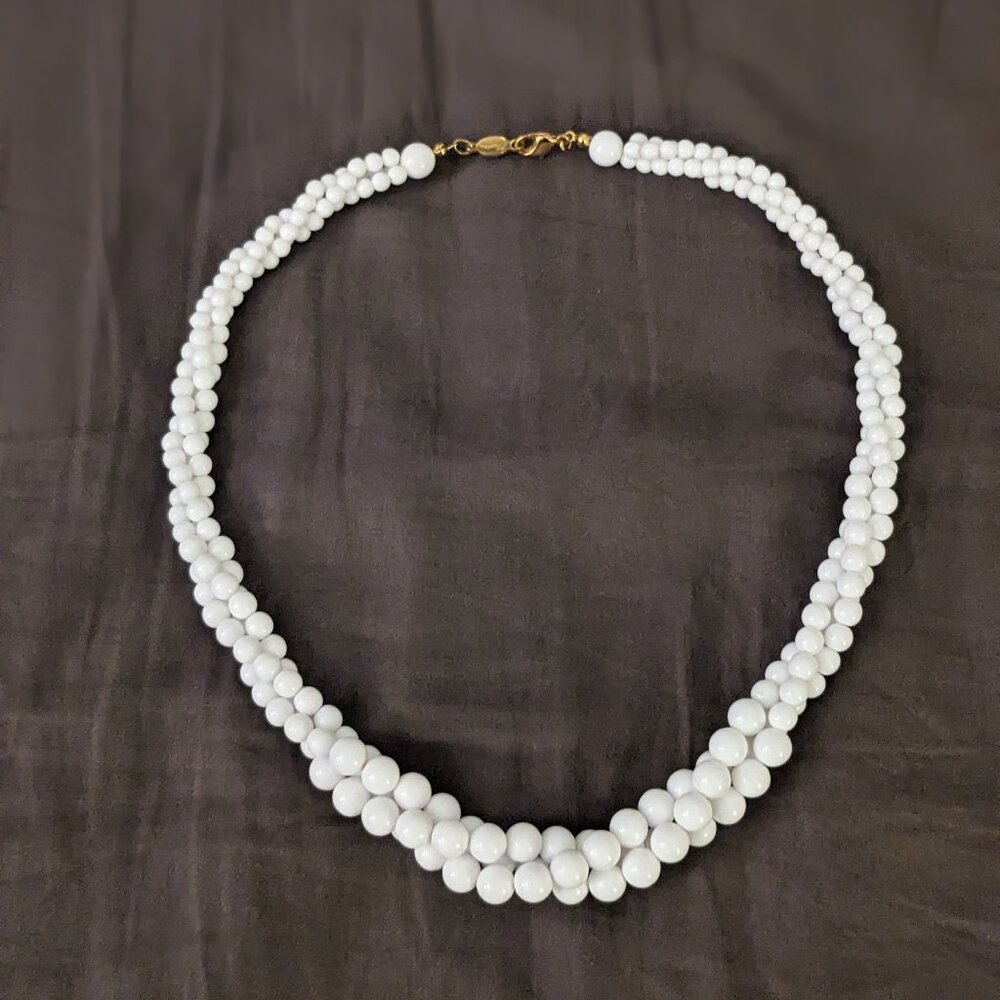 Vintage Napier Triple Strand Beaded Necklace Signed